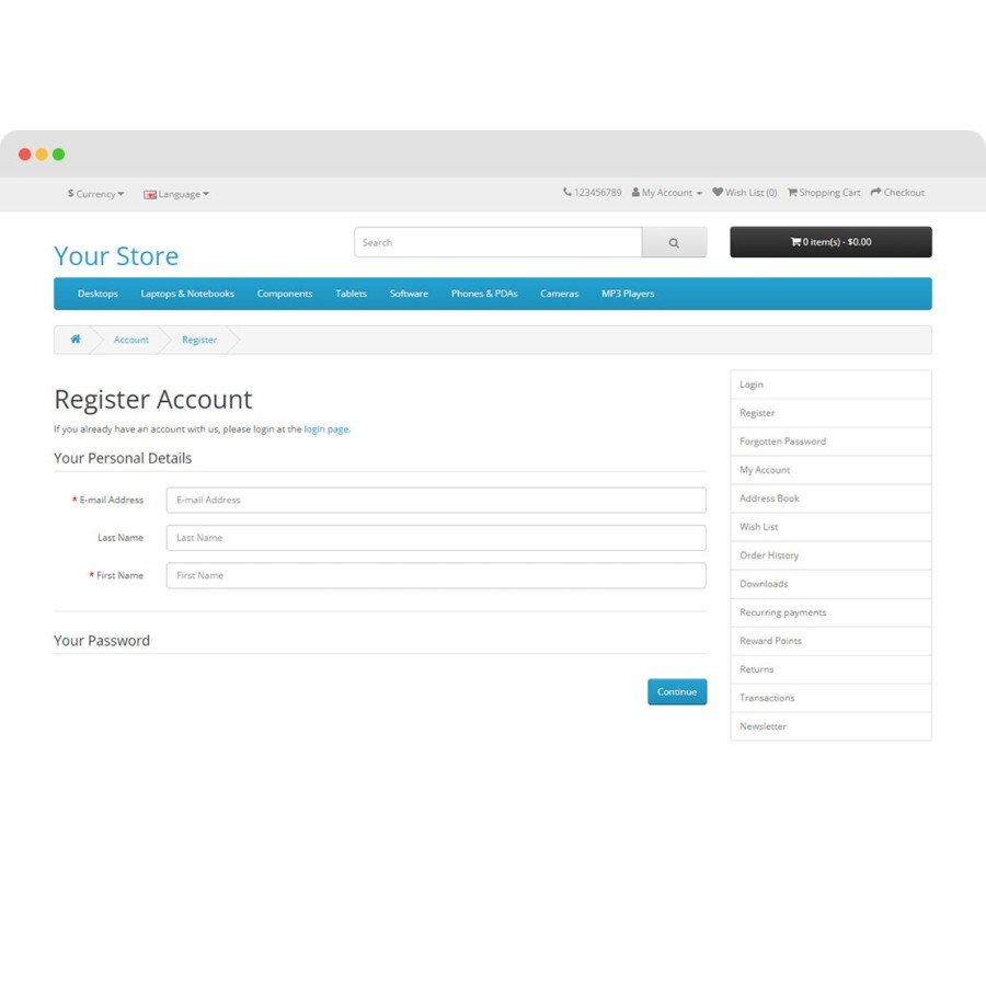Менеджер регистрационной формы в OpenCart