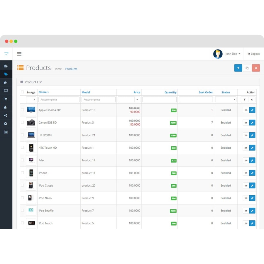 Модуль Admin Quick Edit PRO для OpenCart