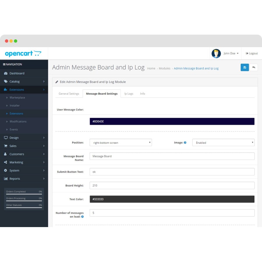 Модуль Admin Message Board and Ip Log