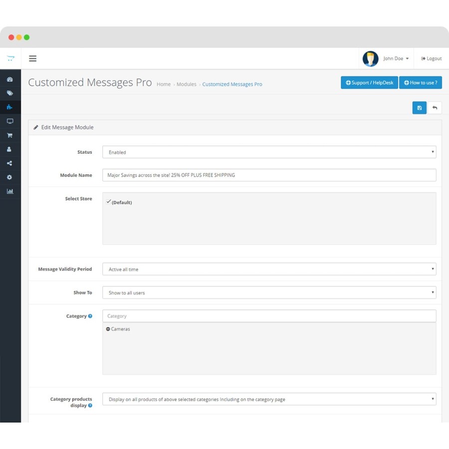 Display Customized Messages Pro OpenCart