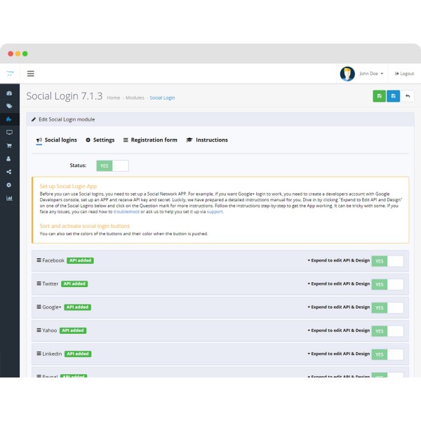 Social Login PRO (PayPal, Facebook, Instagram, Tumbler etc.) for OpenCart