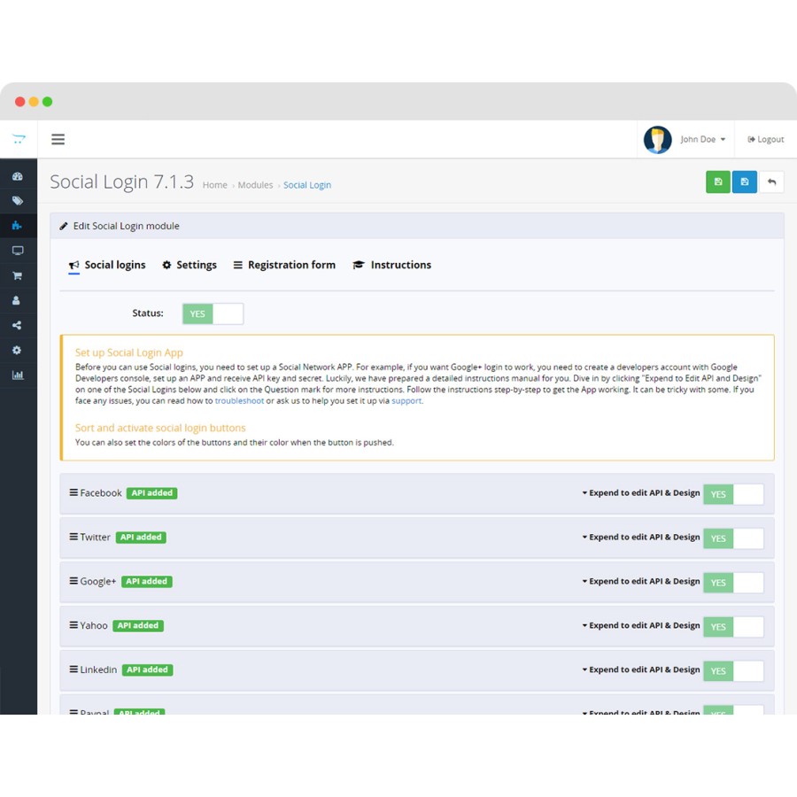 Social Login PRO (PayPal, Facebook, Instagram, Tumbler etc.) for OpenCart