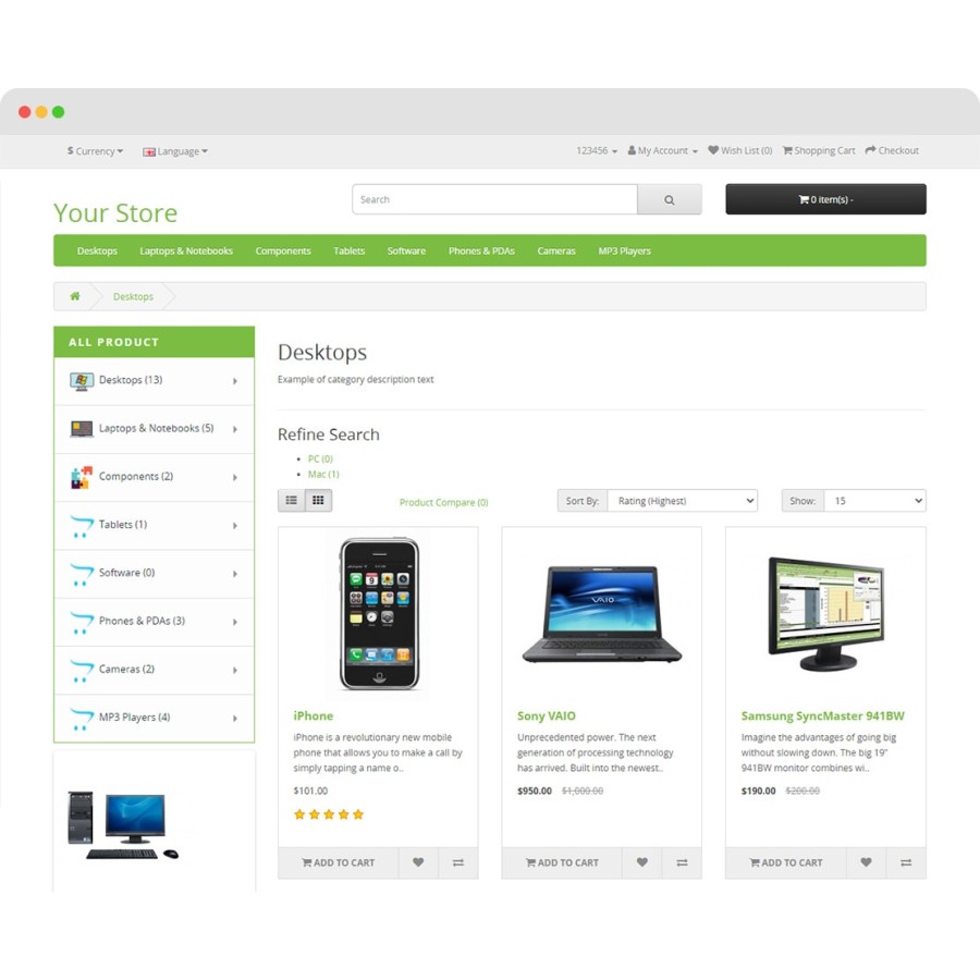 Category expand with icon (Category menu)