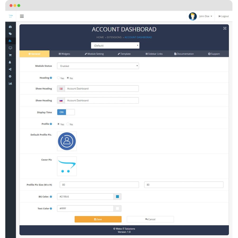 Модуль Account Dashboard Pro 2 OpenCart